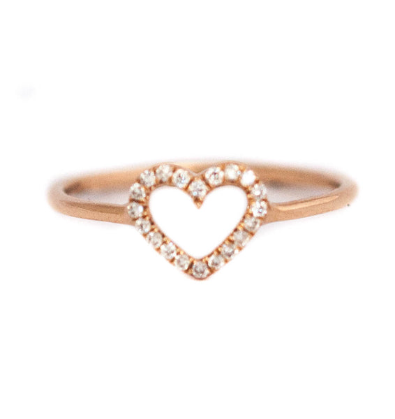 Heart ring with Diamonds and 18k solid gold – Vivien Frank Designs