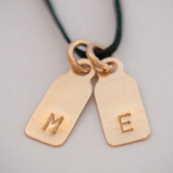 Dainty Initial Necklace Tags in solid gold – Vivien Frank Designs