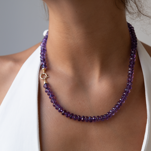 14k knotted Amethyst necklace