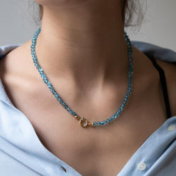 Knotted Apatite necklace 14k