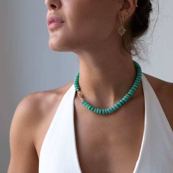 Green Chrysoprase Choker gemstones necklace