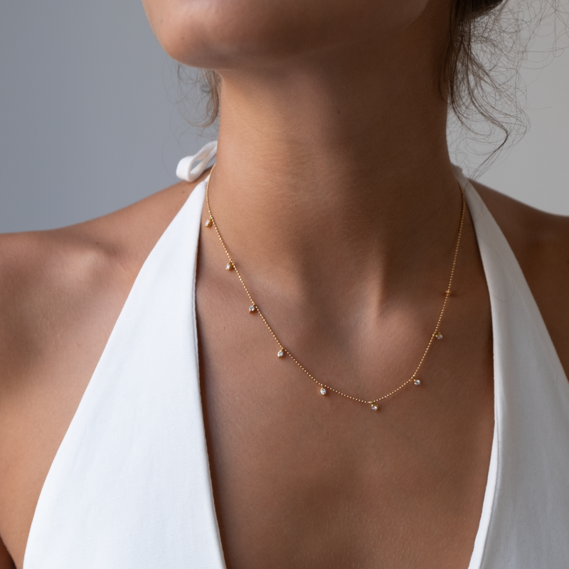 Diamond Droplet necklace in 18k gold