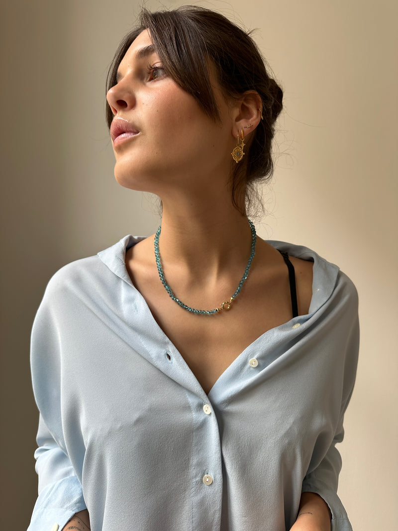 Knotted Apatite necklace 14k