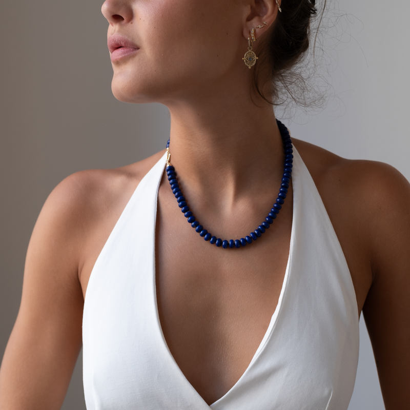 14k gold knotted Lapis Lazuli Necklace