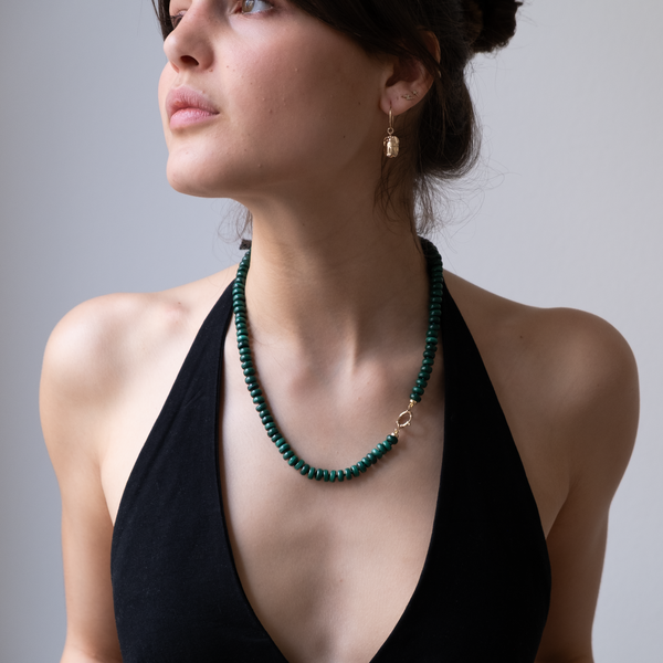 14k gold knotted Malachite Necklace