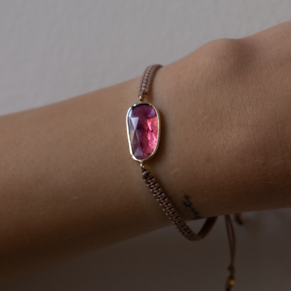 Pink Tourmaline Bracelet 14k Gold Large 4.60ctw