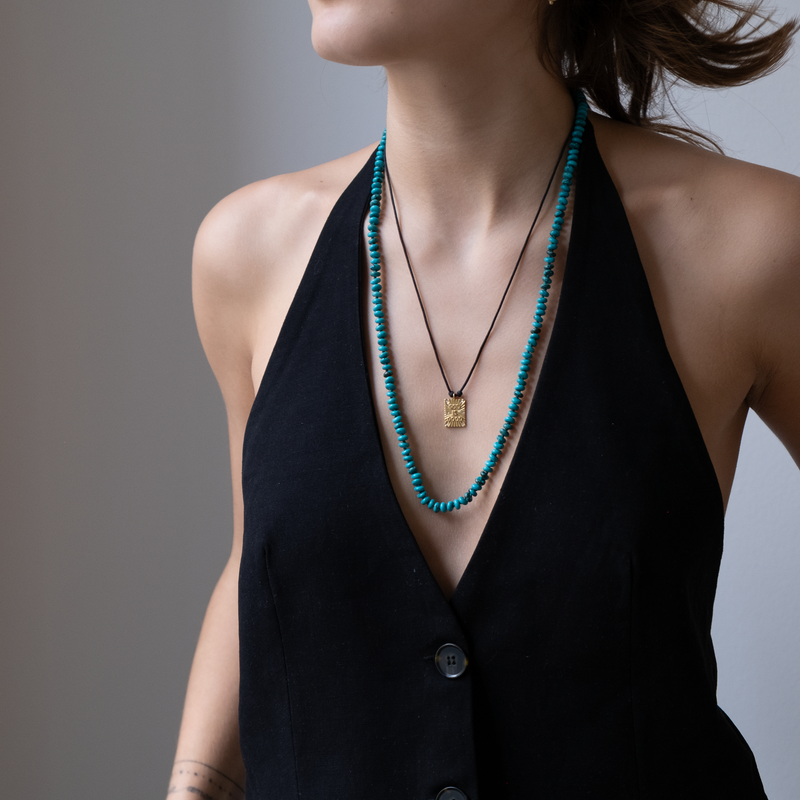 14k Gold Long Turquoise necklace