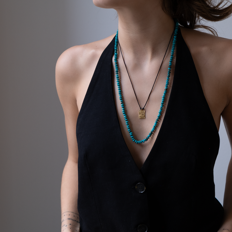 14k Gold Long Turquoise necklace