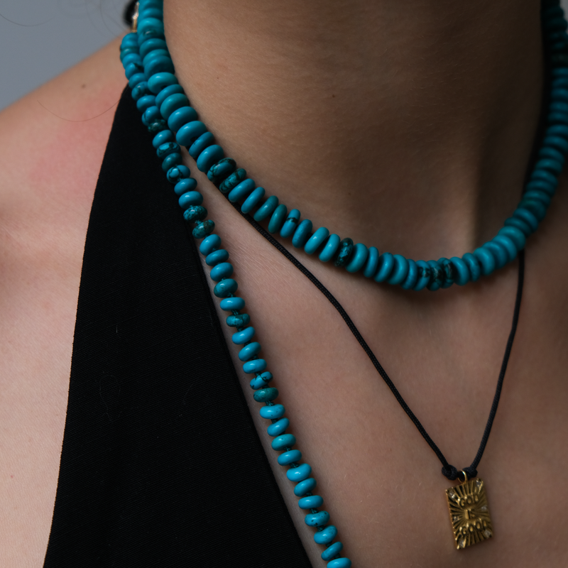 14k Gold Long Turquoise necklace