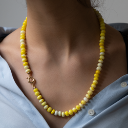 Knotted yellow opal necklace