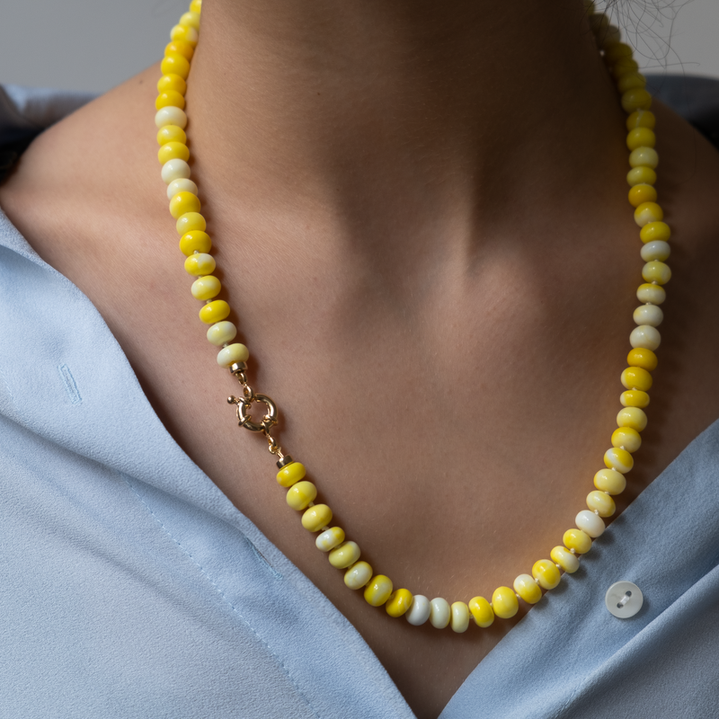 Knotted yellow opal necklace