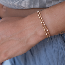 Delicate 14k solid Yellow Gold beaded bracelet