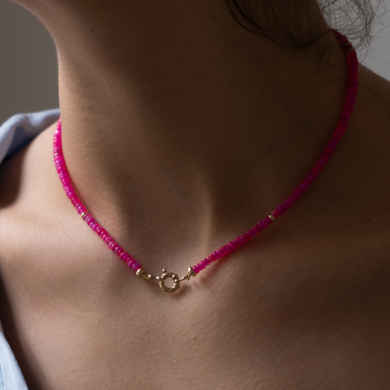 Neon Pink opal necklace