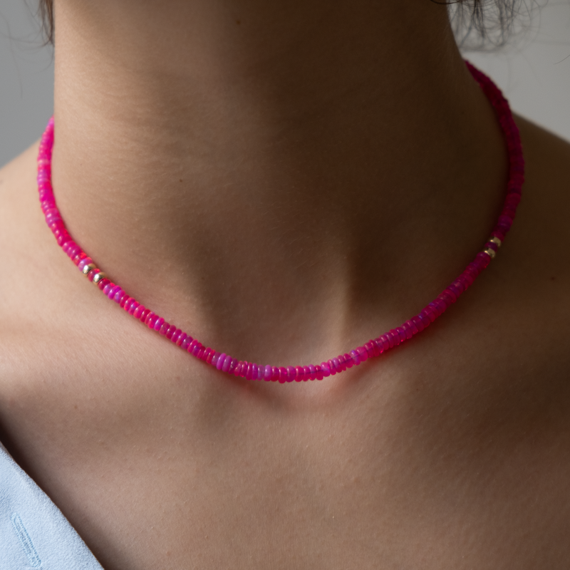 Neon Pink opal necklace