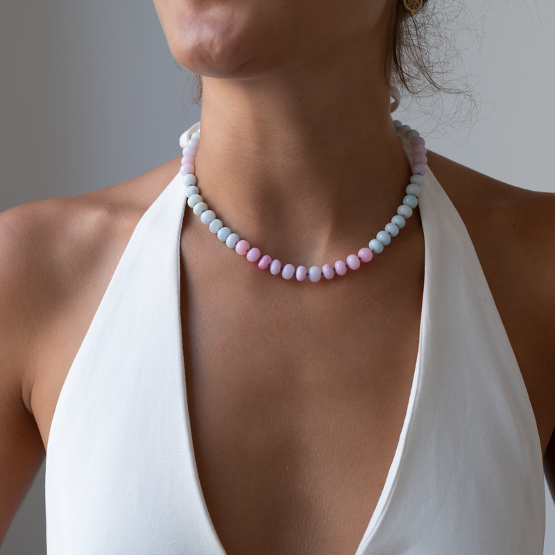 Pastel Opal candy necklace knotted