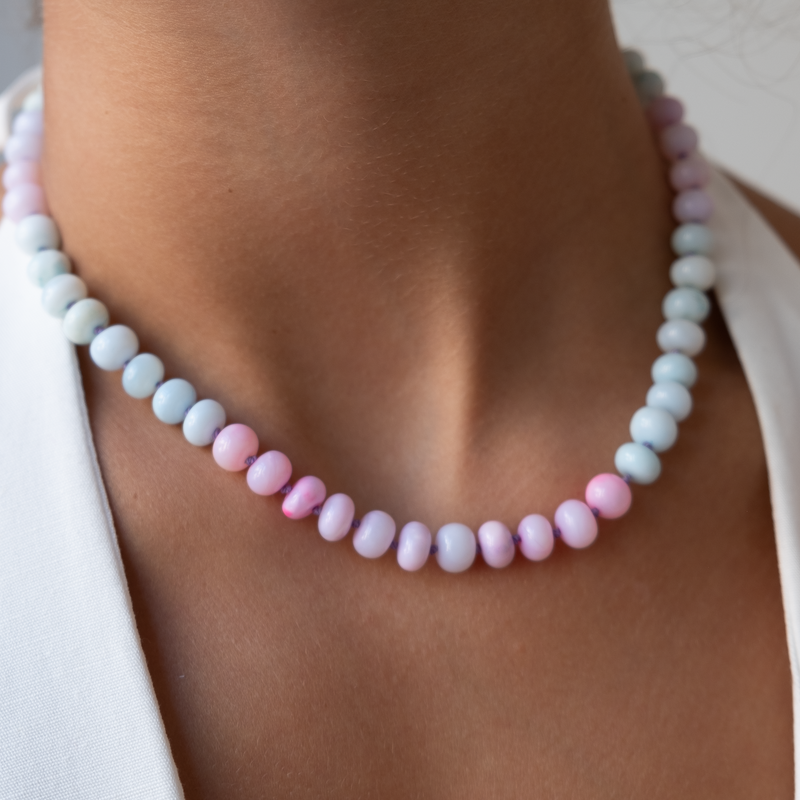 Pastel Opal candy necklace knotted