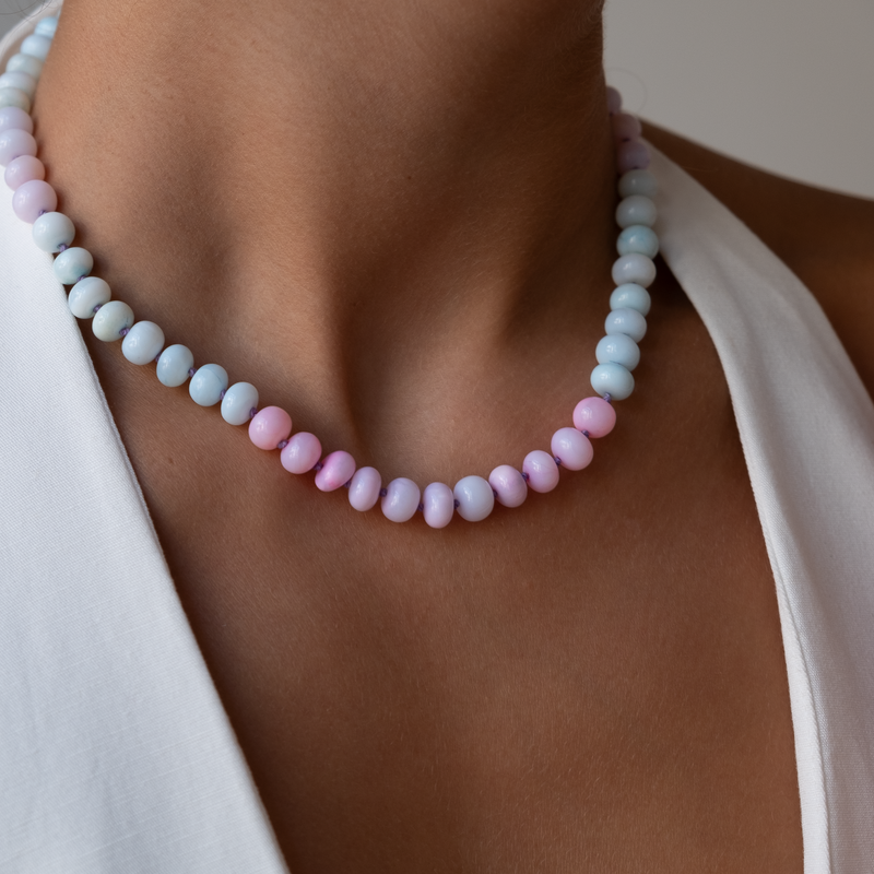 Pastel Opal candy necklace knotted