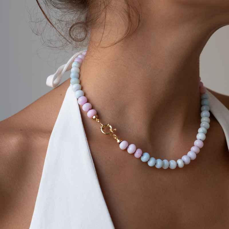 Pastel Opal candy necklace knotted