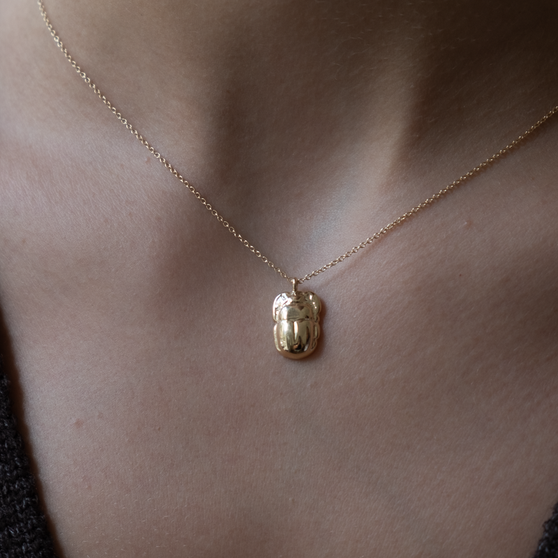 14k gold Scarab necklace