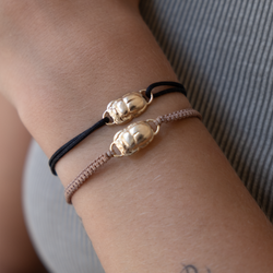 gold Scarab bracelet, macrame bracelet, 14k gold scarab