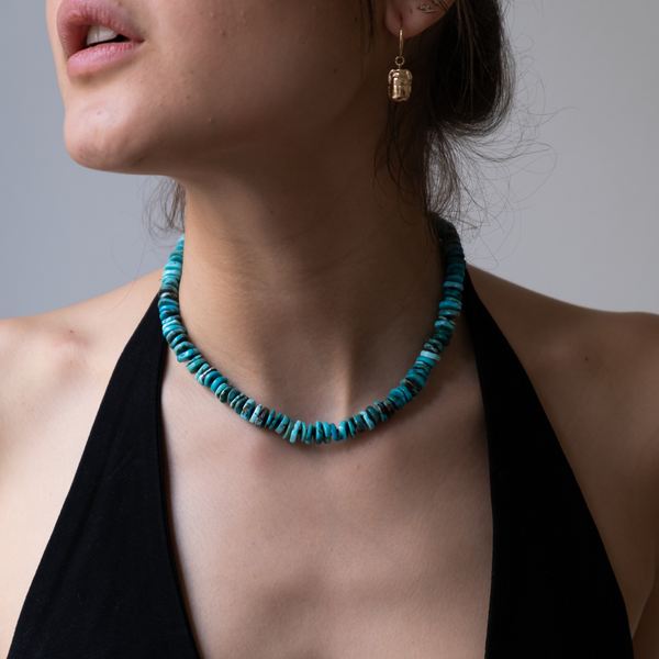 Turquoise choker necklace, Turquoise necklace, summer necklace, kingman turquoise necklace, arizona turquoise, hand knotted necklace, vivien frank jewelry