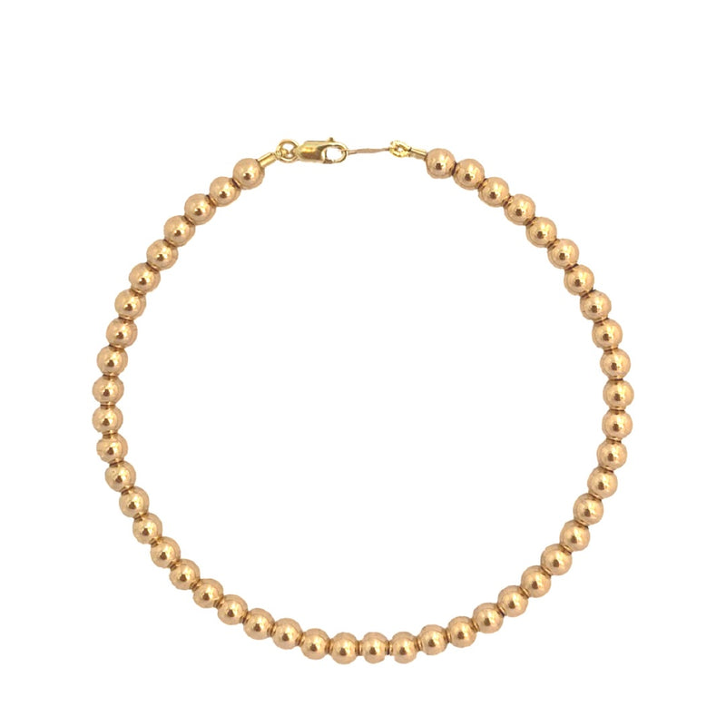 Rose Gold Beaded Bracelet Rose Gold Filled Round Ball Bead Bracelets |  Water Resistant Tarnish Resistant Nickel Free | 2mm 3mm 4mm 5mm 6mm