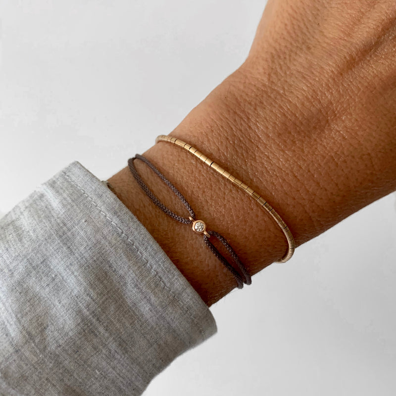 Amazon.com: Gold bar bracelet, cord bracelet, gold tube bar, brown cord  dainty bracelet, brown stack bracelet, gift for her, minimalist jewelry :  Handmade Products