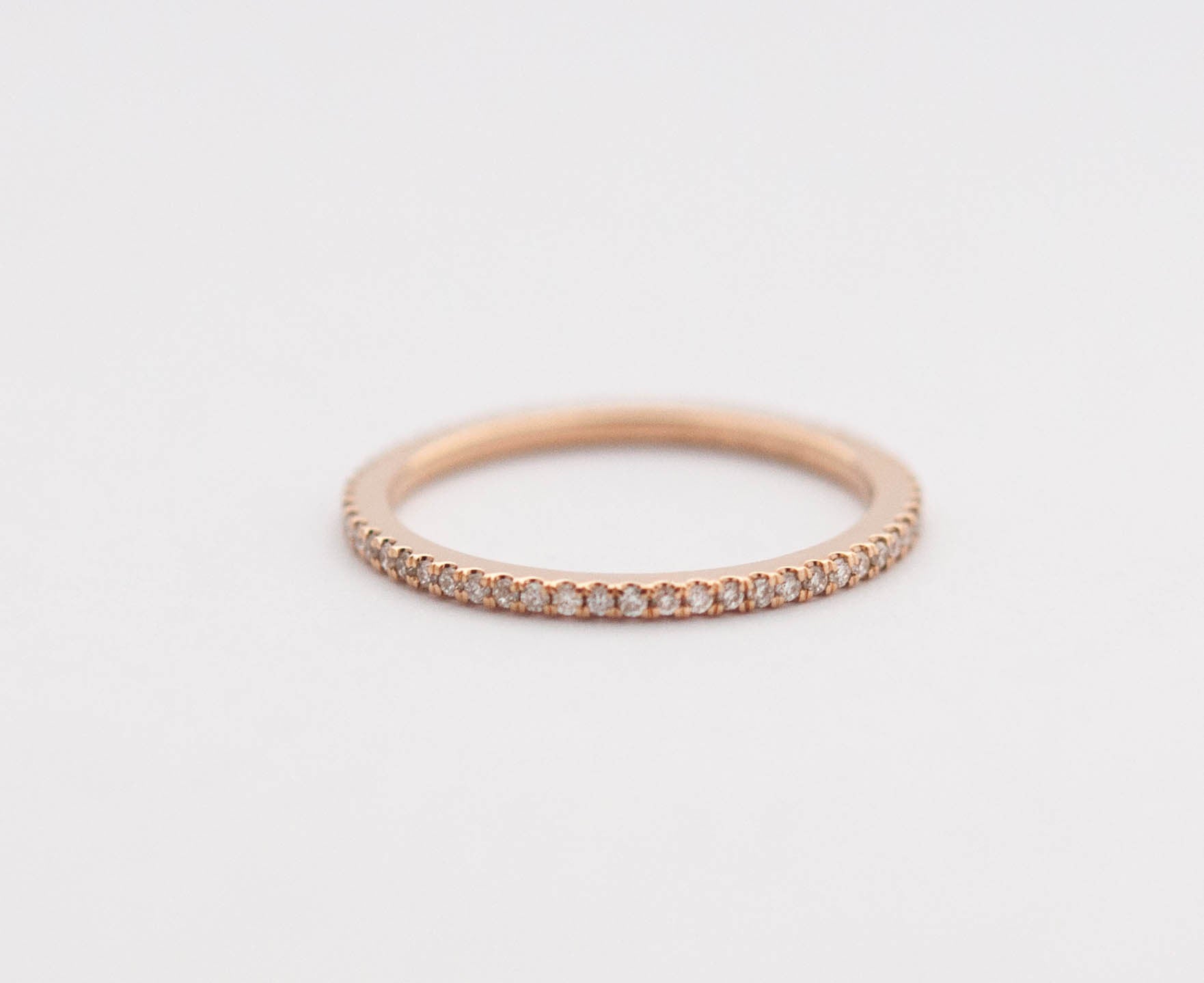 White Diamond Eternity Band in 18k Rose Gold – Vivien Frank Designs