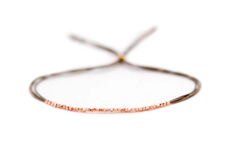Rose gold and Gray silk friendship bracelet – Vivien Frank Designs