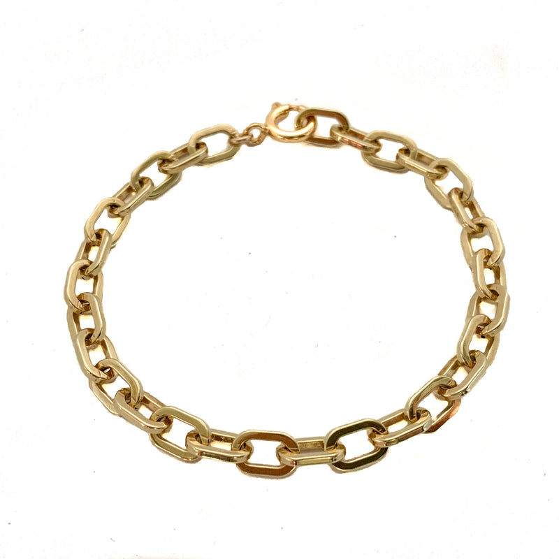 Rectangle Link Bracelet in 14K Solid Gold S Link Size / 7 Inches