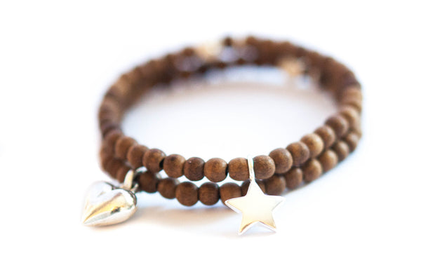 Rosewood Star or Heart charm bracelet - Vivien Frank Designs